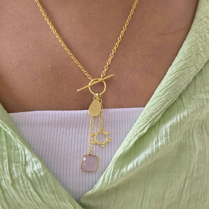 Handmade Rose Charm Brass Necklace