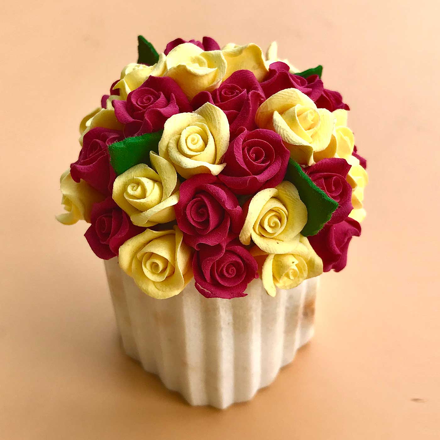 Buy Handmade Red & Yellow Rose Miniature Deco Clay & Marble Centerpiece ...