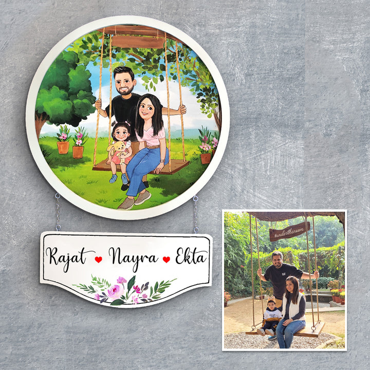Photo Caricature Hanging Nameplate - Zwende