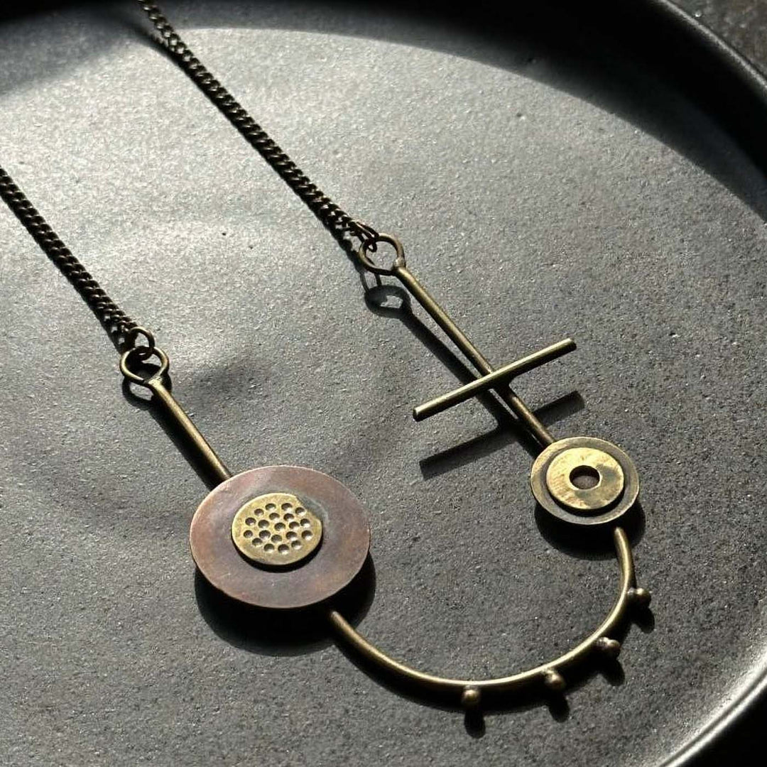 Handmade Roundabout Design Brass Necklace
