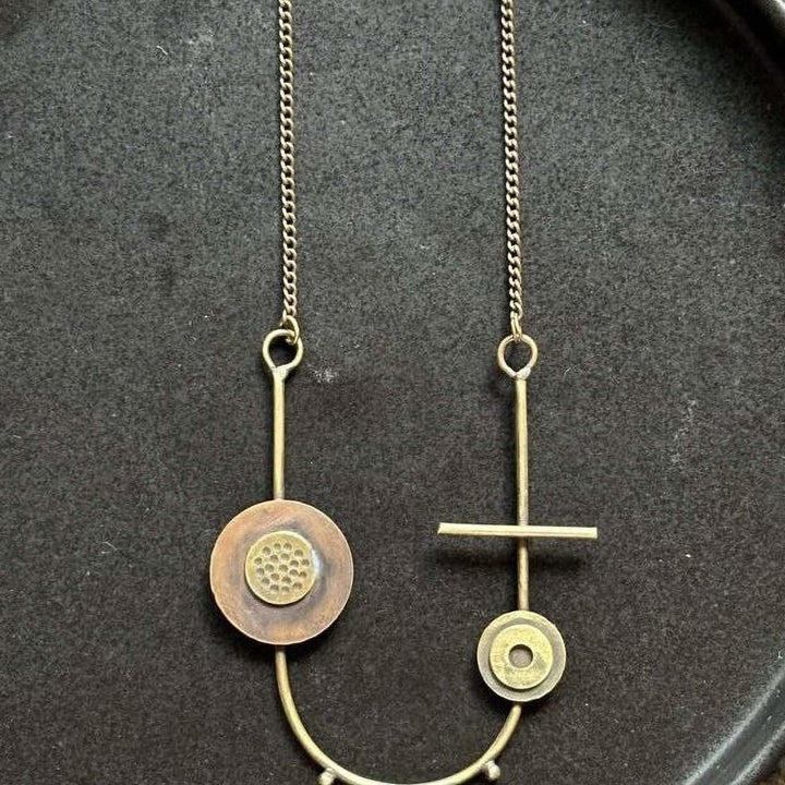 Handmade Roundabout Design Brass Necklace