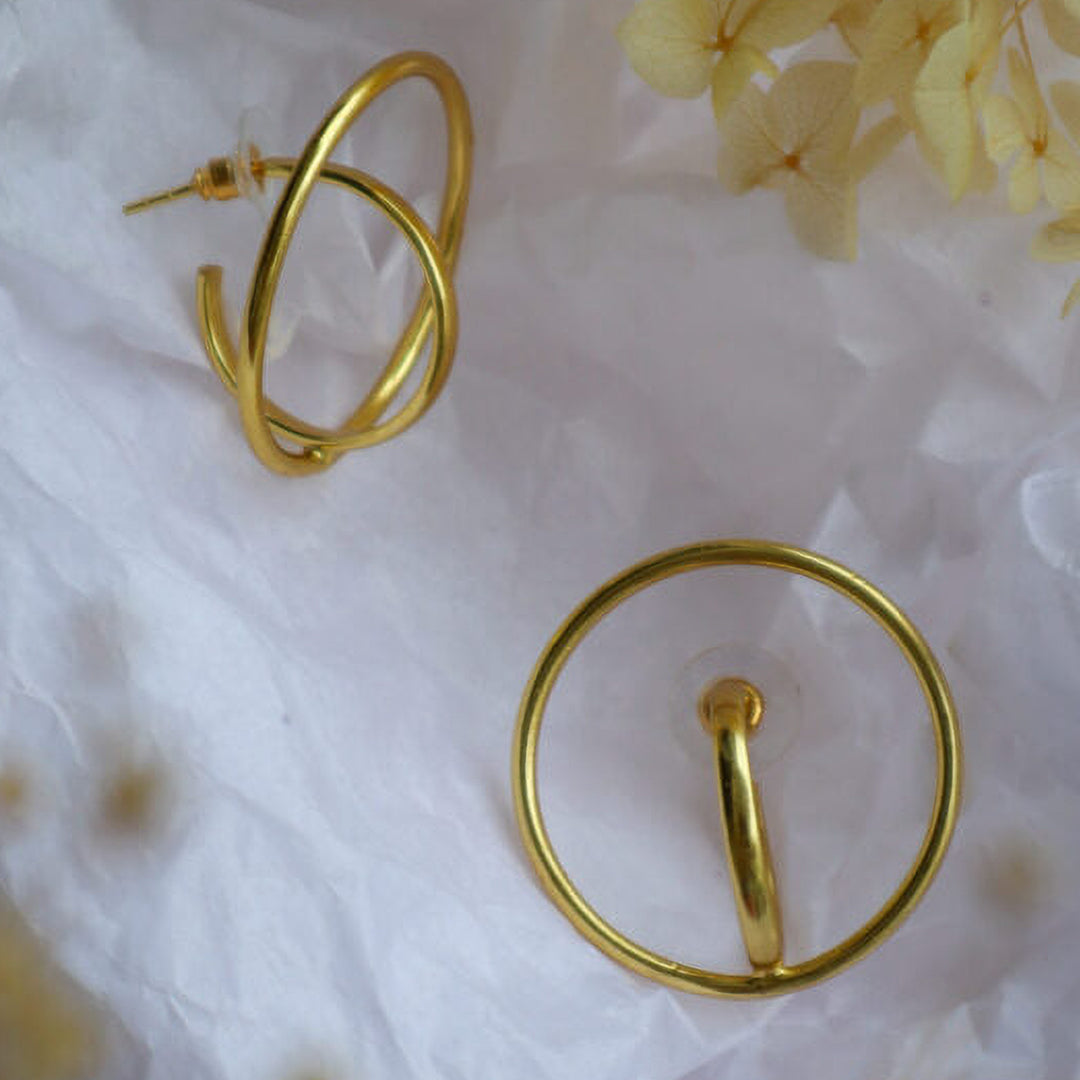 Minimal Round Ring Brass Earrings | 18K Gold Dipped