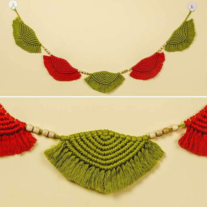 Handcrafted Shell Pattern Macrame Door Toran