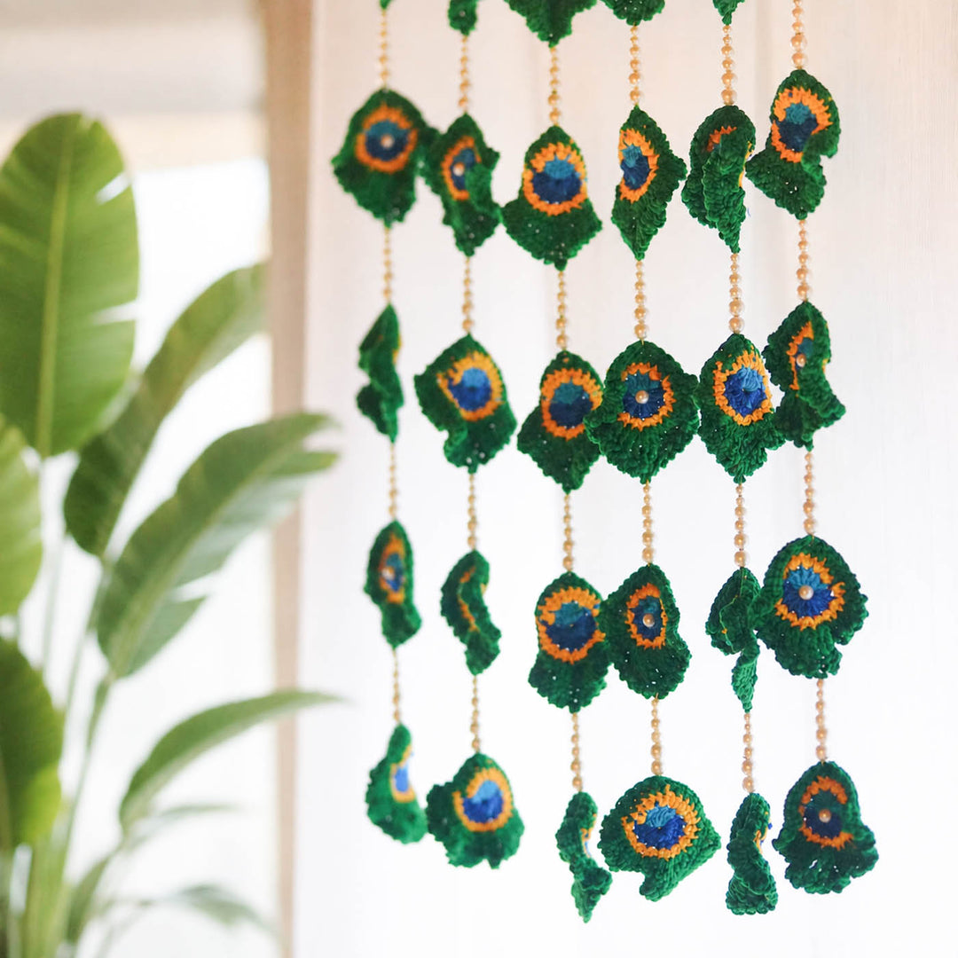 Handmade Peacock Feather Inspired Crochet Hanging