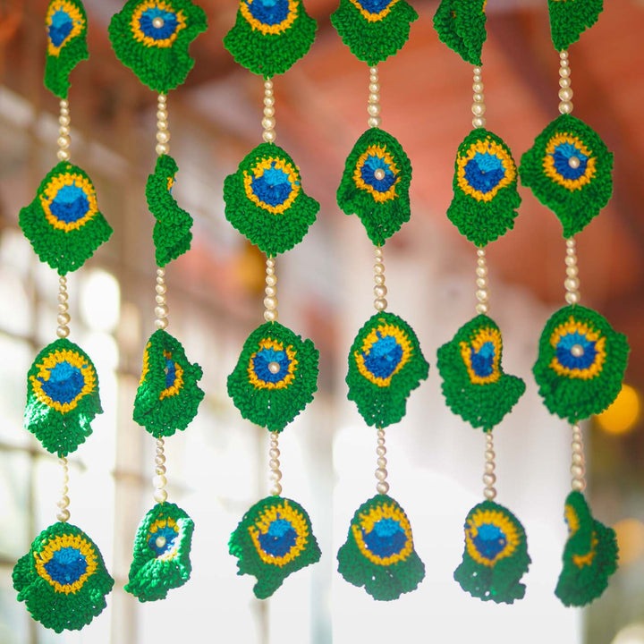 Handmade Peacock Feather Inspired Crochet Hanging