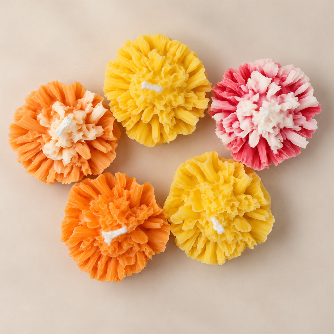 5 pc | Handmade Carnation Floating Soy Wax Candle For Festive Decor