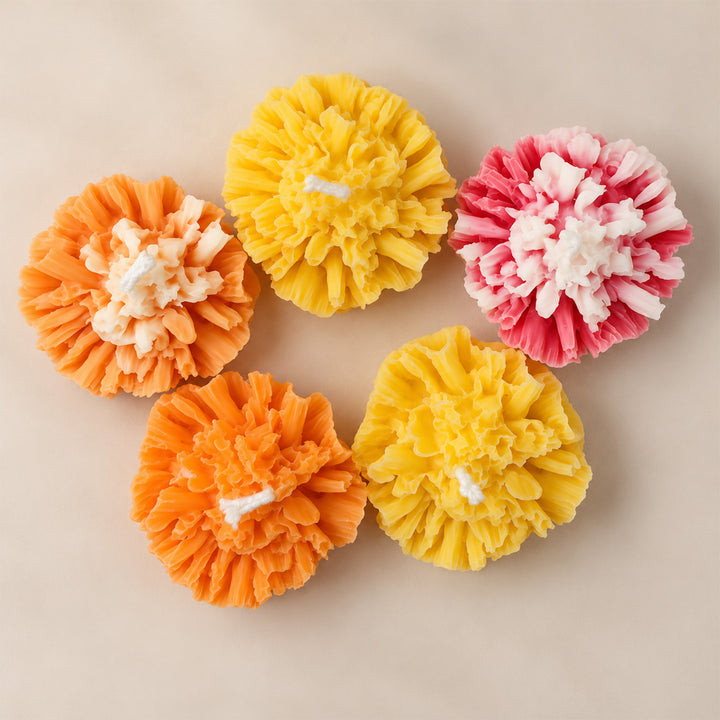 5 pc | Handmade Carnation Floating Soy Wax Candle For Festive Decor