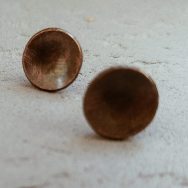 Handmade Rustic Dome Shape Stud Copper Earrings