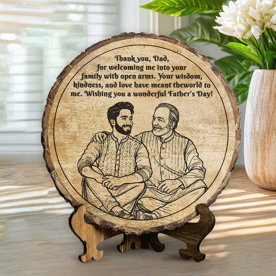 Personalized Hand Carved Engraved Dad And Son Theme Wooden Decorative Plaque