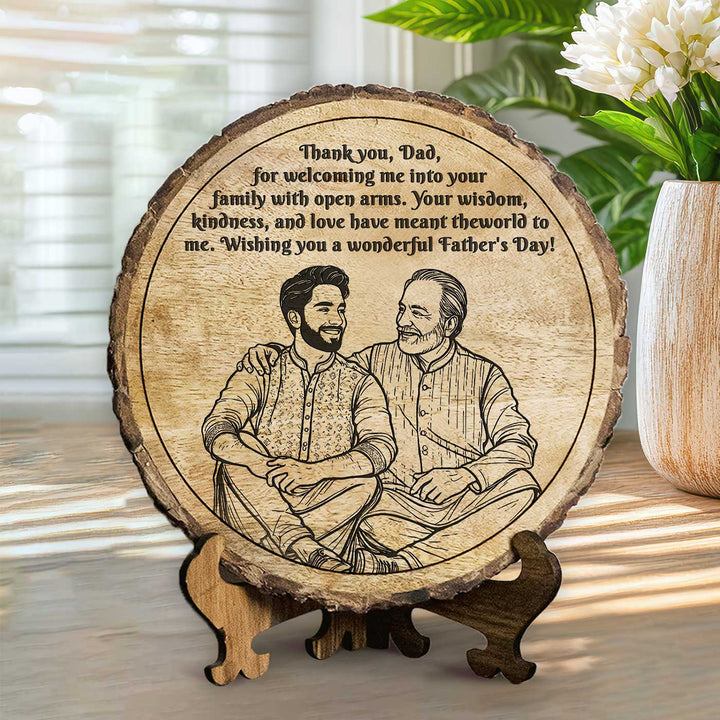 Personalized Hand Carved Engraved Dad And Son Theme Wooden Decorative Plaque