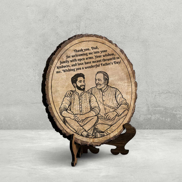 Personalized Hand Carved Engraved Dad And Son Theme Wooden Decorative Plaque