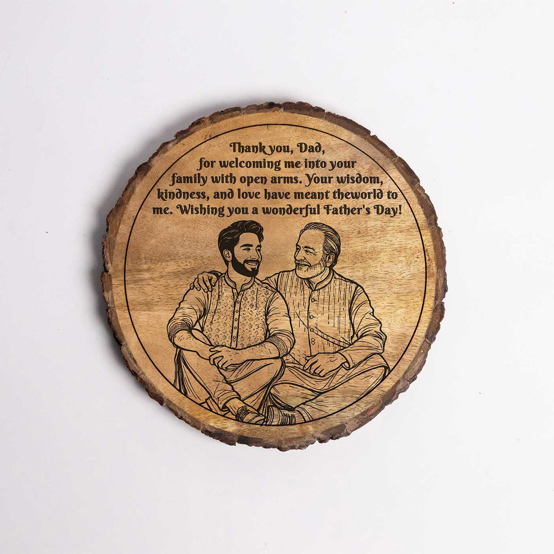 Personalized Hand Carved Engraved Dad And Son Theme Wooden Decorative Plaque