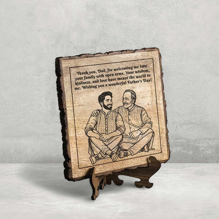 Personalized Hand Carved Engraved Dad And Son Theme Wooden Decorative Plaque
