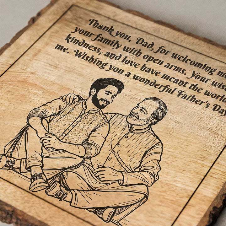 Personalized Hand Carved Engraved Dad And Son Theme Wooden Decorative Plaque