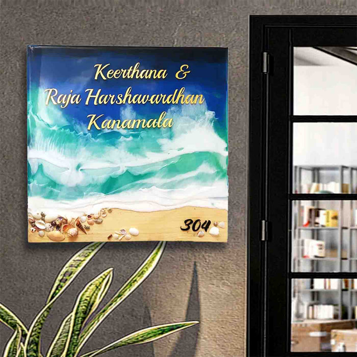 Personalized Handmade Beach Wood Resin Name Plate