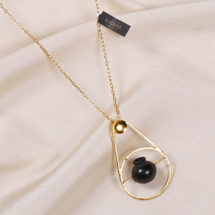 Contemporary Kalash In A Ring Design Necklace | 22K Gold Plated