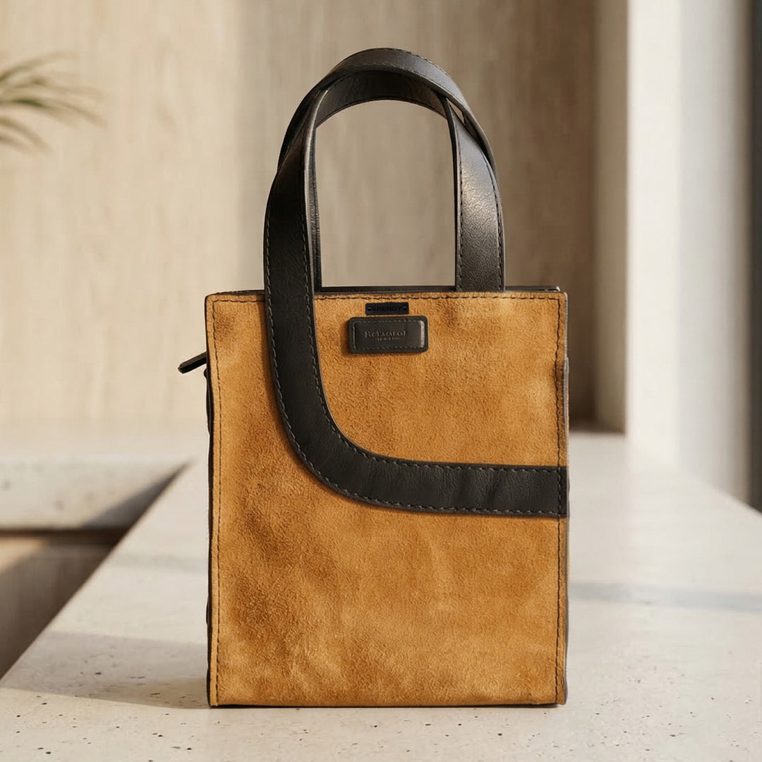 Mini Personalized Orange Monica Leather Handbag