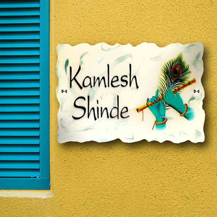 Personalized Handmade Flute Resin Name Plate - Mounted on Wall Next to Window