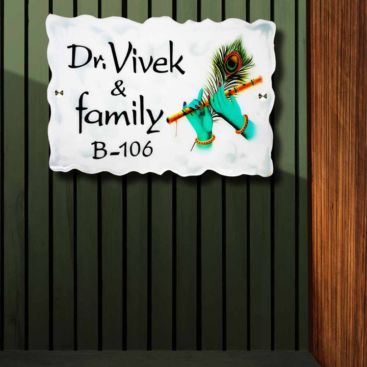 Personalized Handmade Flute Resin Name Plate - Mounted on Wall with Screws