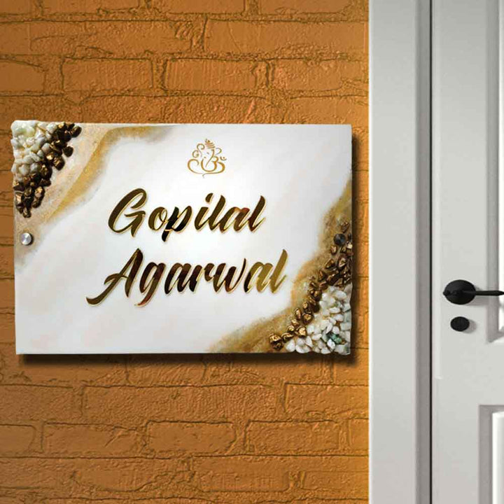 Personalized Handmade Ganesha Resin Name Plate