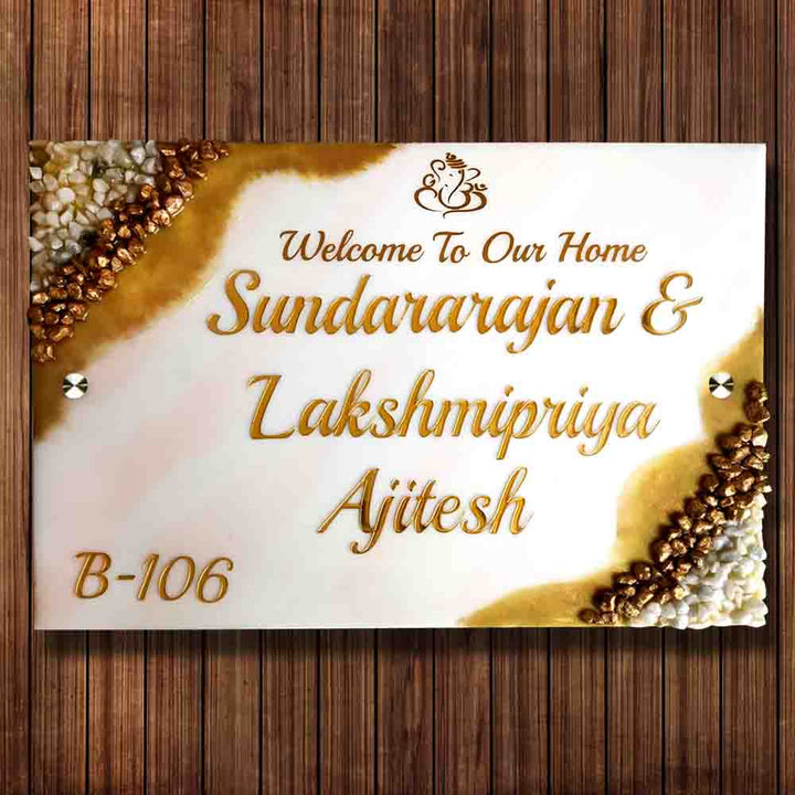 Personalized Handmade Ganesha Resin Name Plate