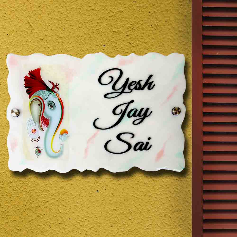 Personalized Handmade Ganesha Art Resin Name Plate