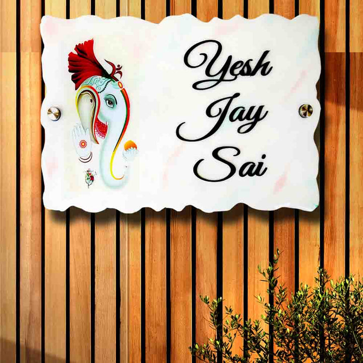 Personalized Handmade Ganesha Art Resin Name Plate