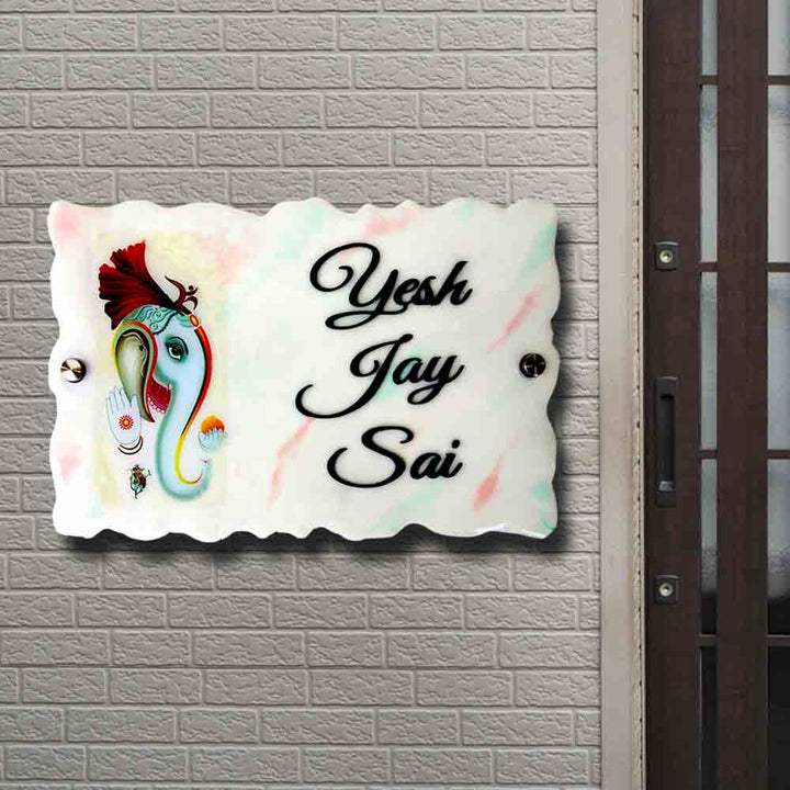 Personalized Handmade Ganesha Art Resin Name Plate