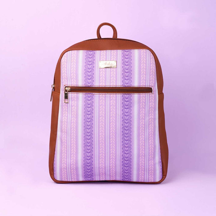 Lilac Leaves Vegan Leather Backpack