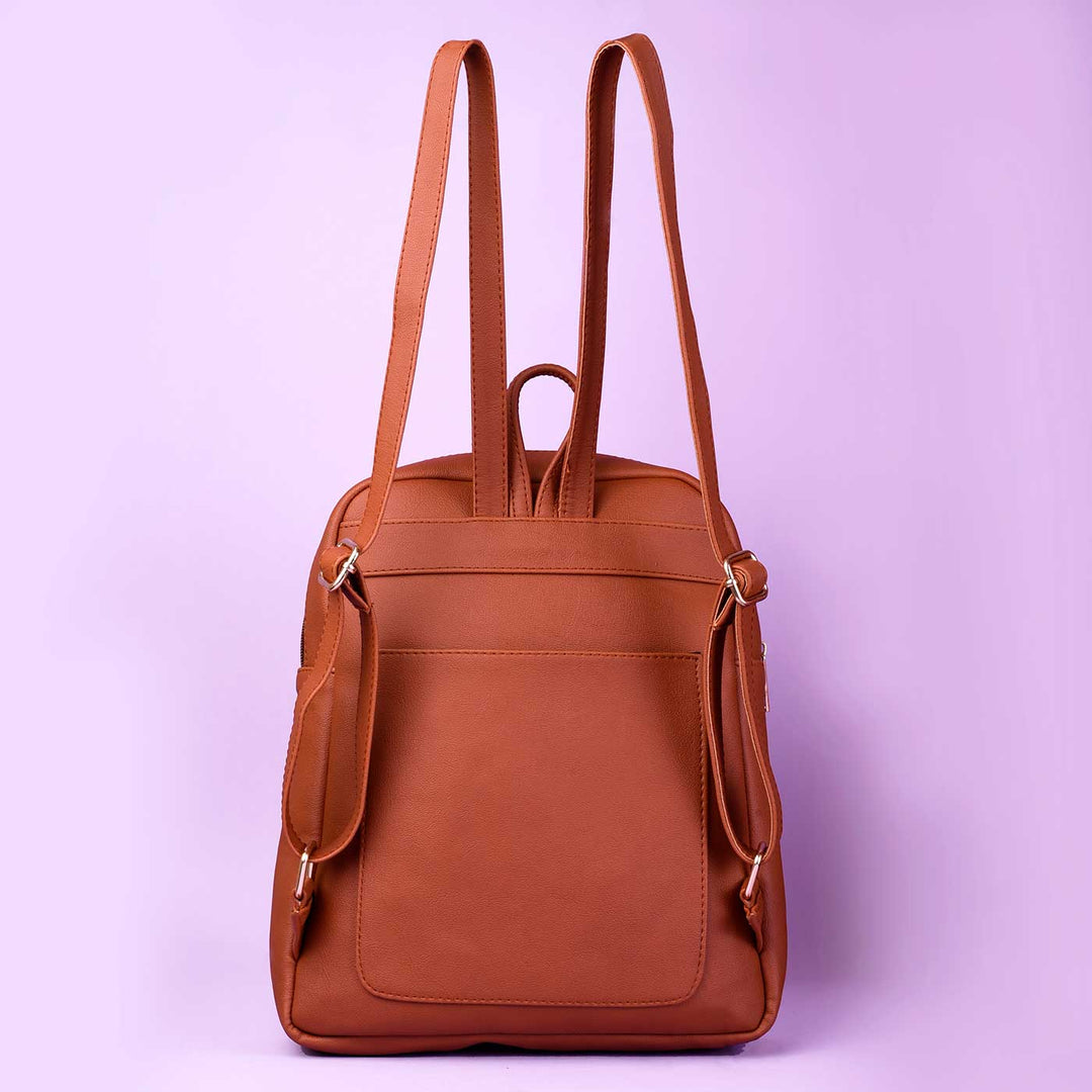 Lilac Leaves Vegan Leather Backpack