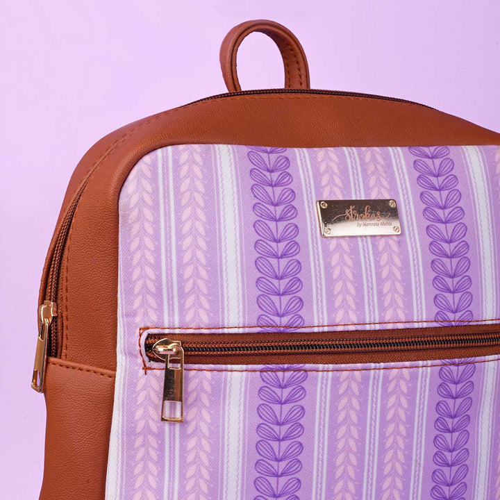 Lilac Leaves Vegan Leather Backpack