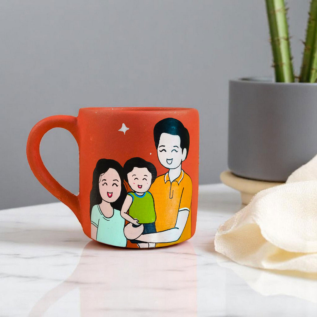 Photo Personalized Hand-Painted Family Design Terracotta Mug