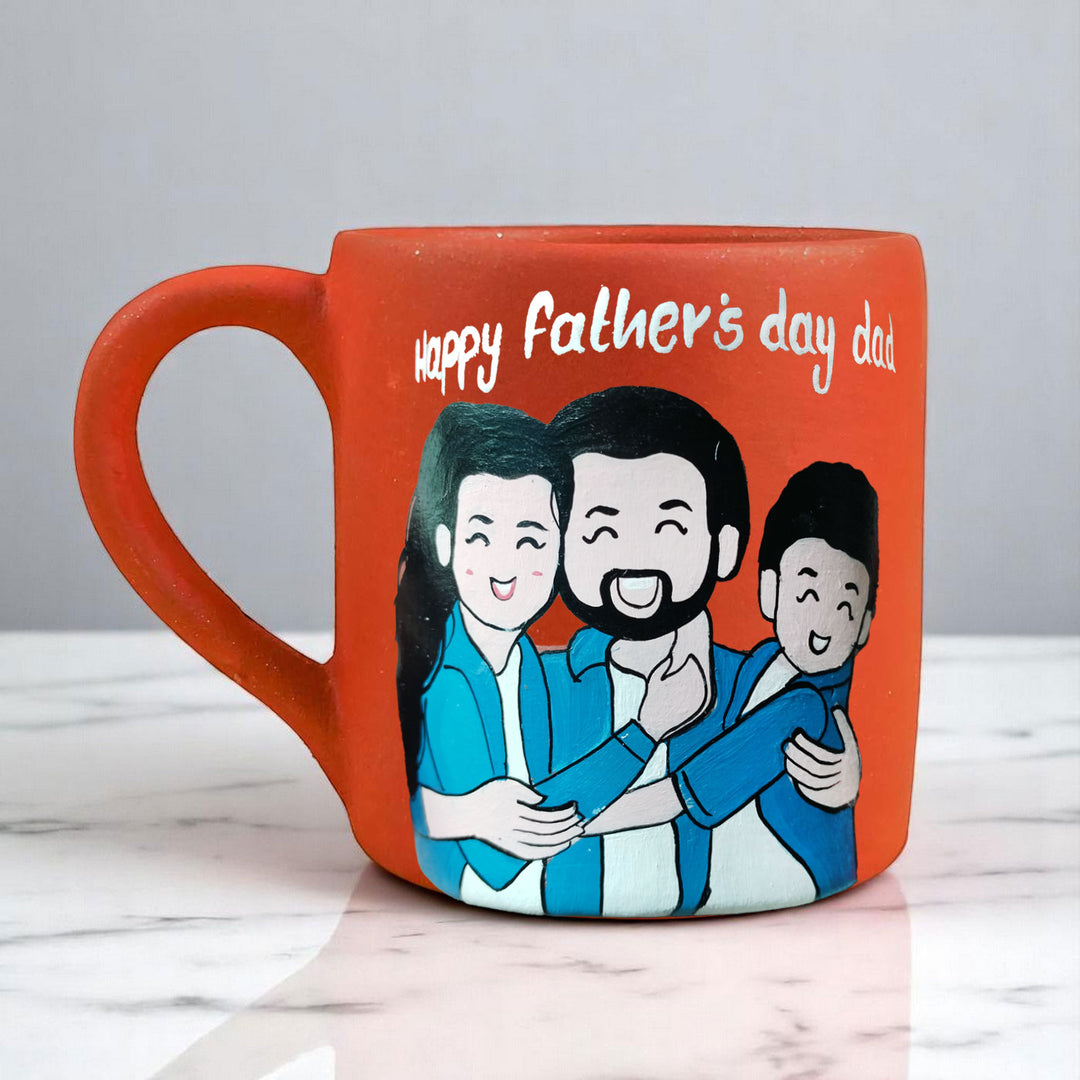 Photo Personalized Hand-Painted Father And Kids Terracotta Mug