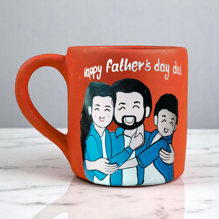 Photo Personalized Hand-Painted Father And Kids Terracotta Mug