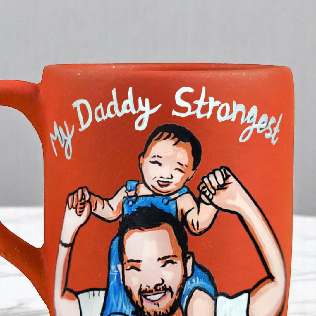 Photo Personalized Hand-Painted New Father Terracotta Mug