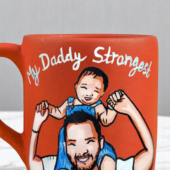 Photo Personalized Hand-Painted New Father Terracotta Mug