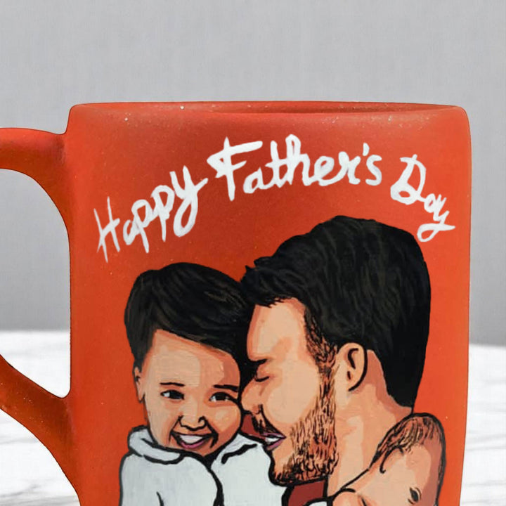 Photo Personalized Hand-Painted Father And Children Terracotta Mug