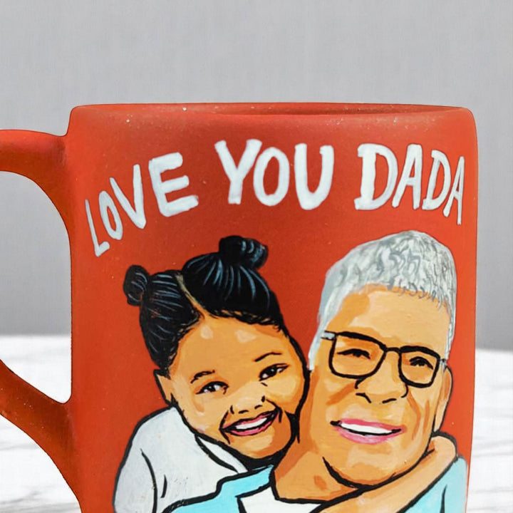 Photo Personalized Hand-Painted Grandpa And Kid Terracotta Mug