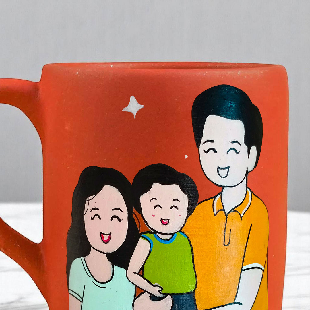 Photo Personalized Hand-Painted Family Design Terracotta Mug