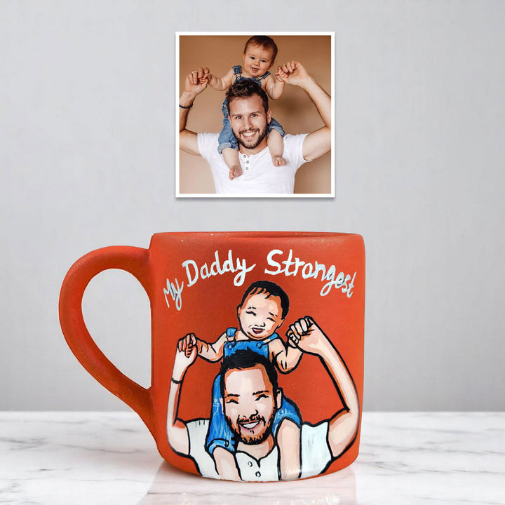 Photo Personalized Hand-Painted New Father Terracotta Mug
