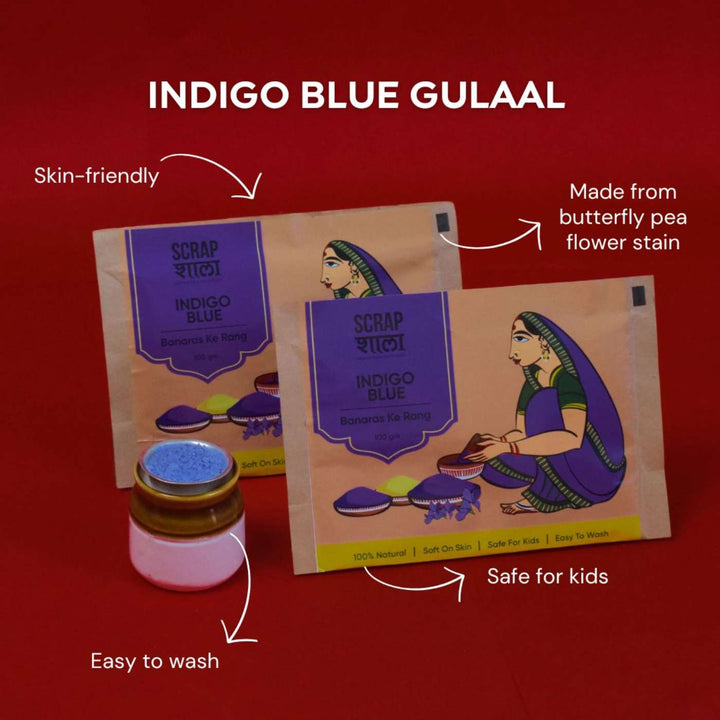 Handmade Skin-Friendly Organic Blue Gulaal / Holi Colours | Set Of 2