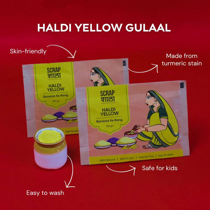 Handmade Skin-Friendly Organic Yellow Gulaal / Holi Colours | Set Of 2