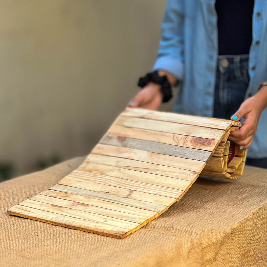 Upcycled Foldable Pine Wood Runner Placemat