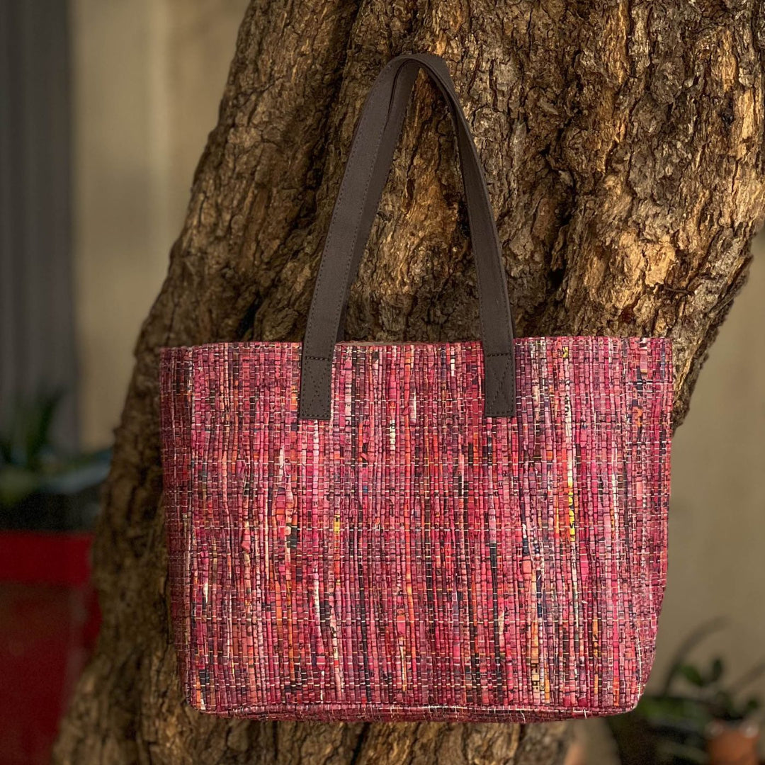 Upcycled Single-Use Plastic Handloom Tote Bag