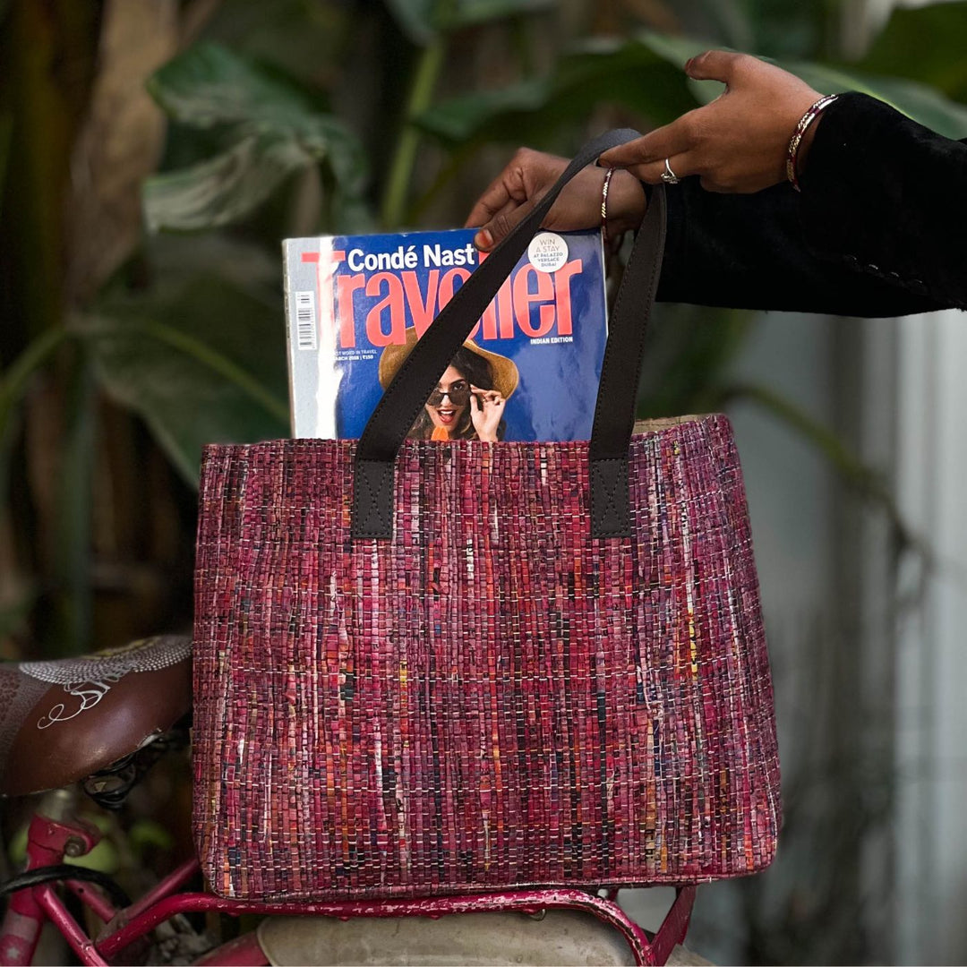 Upcycled Paper Handloom Tote Bag