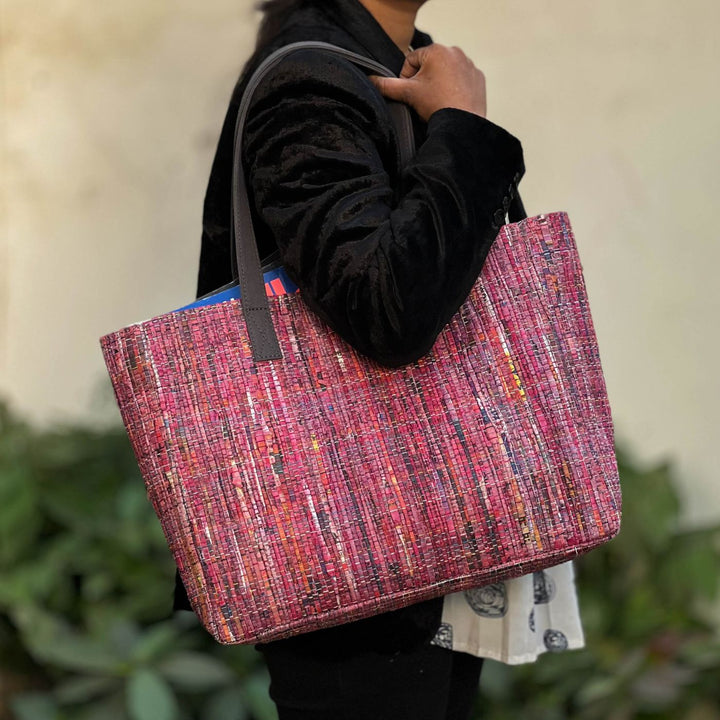 Upcycled Paper Handloom Tote Bag