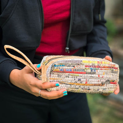 Upcycled Paper Handloom Multipurpose Zipper Pouch