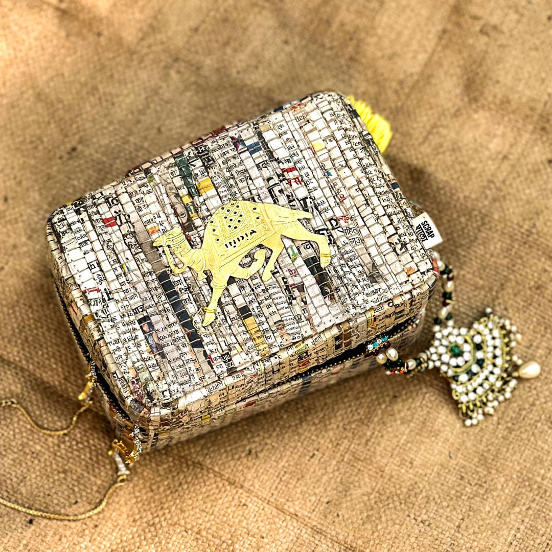 Upcycled Paper Handloom Jewelry Organizer Zipper Box