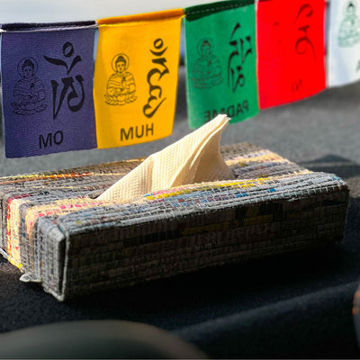 Upcycled Paper Handloom Portable Tissue Dispenser Box