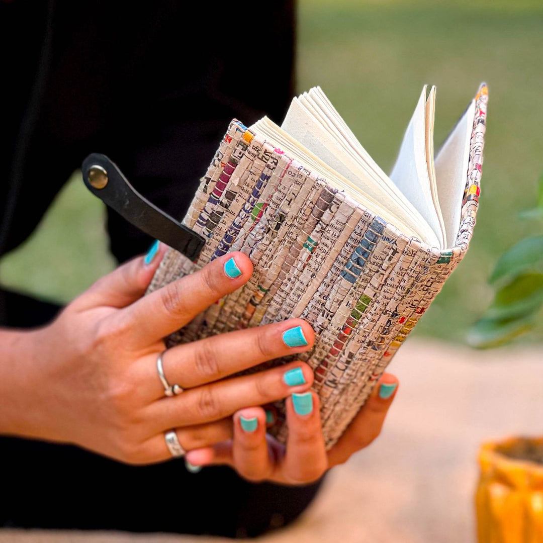 Upcycled Paper Handloom Reusable Compact Journal